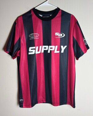 Supply & Demand Medium Short Sleeve Jersey Red and Black Striped